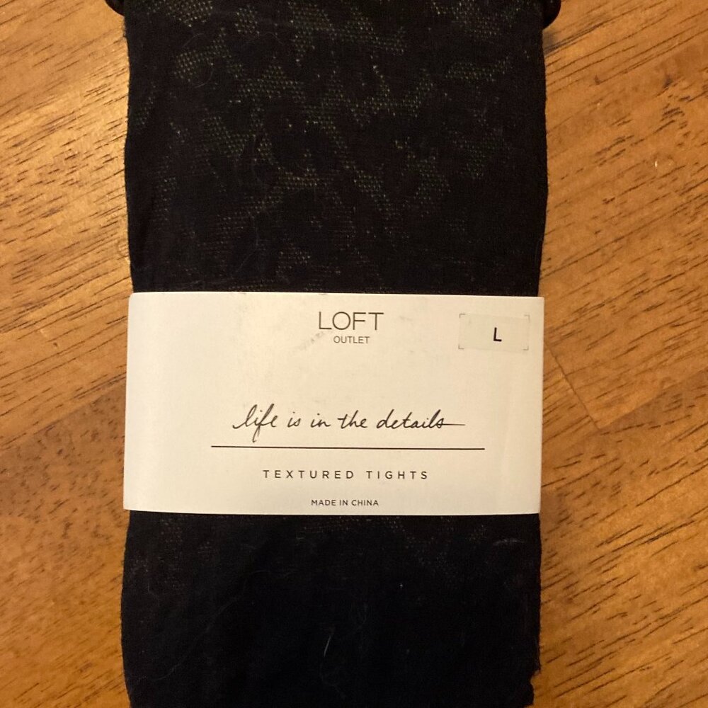 Loft Outlet Large Black Animal Print/Leopard Textured Tights